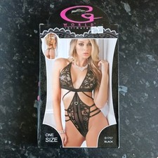 1pc Plunge Front Strappy Teddy Lingerie Set