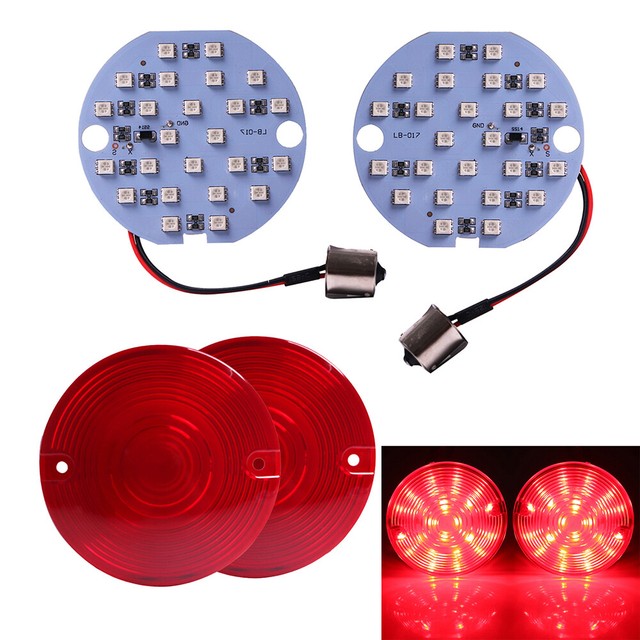 1Pair 1156 Red LED Rear Turn Signal w/Lens Cover For Harley Road King