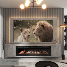 2400mm TV Media Wall Furniture Package With 60" Electric Fire / For up to 85" TV