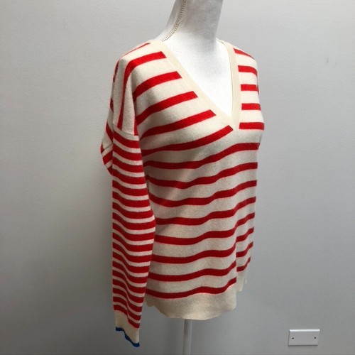 Chinti & Parker Cashmere Sweater Jumper Womens Small White Red Stripe Pullover - Picture 6 of 13