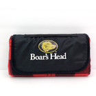 Boars Head Red Black Plaid Fleece Flannel Roll Up Picnic Blanket