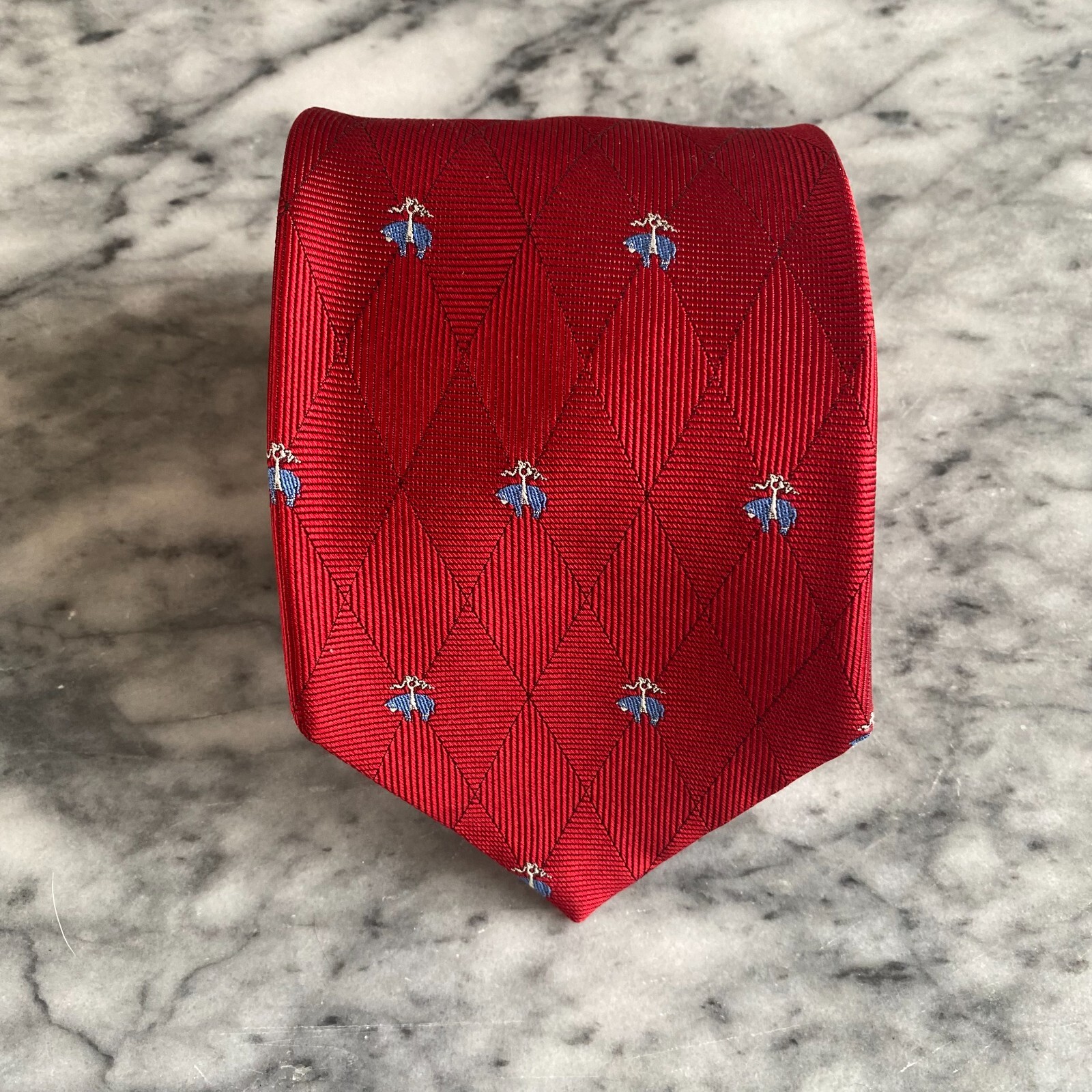 BROOKS BROTHERS Red Pure English Silk Jacquard Flying Pigs~4" J100