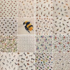 Luxury Cotton Rich Digital Printed Linen Fabric Wild Life & Pets by the Metre