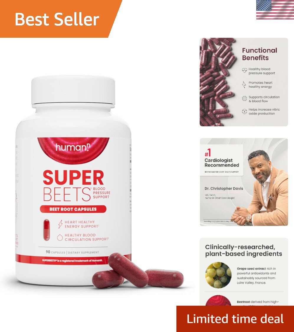 1000mg SuperBeets Beet Root Capsules for Circulation & Energy Boost
