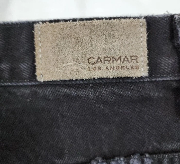 Falda vaquera Carmar para mujer 26 x 12 cremallera completa mosca lavado oscuro denim negra Foto 3 de 4