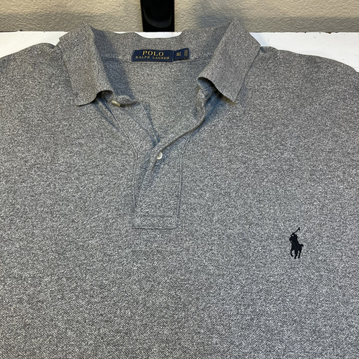 RALPH LAUREN POLO KNIT SHIRT Sz Mens XLT XL TALL BIG Gray with