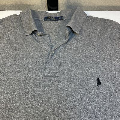 RALPH LAUREN POLO KNIT SHIRT Sz Mens XLT XL TALL BIG Gray with