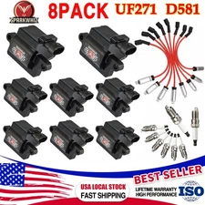 8X Ignition Coil + Spark Plug + Wires UF271 For Chevy GMC 4.8L 5.3L 6.0L 8.1L US