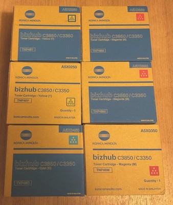 6 x Konica Minolta TNP48 Toner 1xC, 3xM, 2xY Original für bizhub C3850/C3350