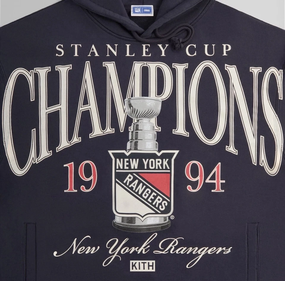 Kith for the New York Rangers Champions Nelson Hoodie Hooded Sweatshirt “Ink” XL — 第 2/4 张图片