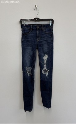 American Eagle Outfitters Blue dark wash distressed skinny jeans - Size 00