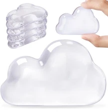 4x Door Stop Wall Protector for Damage & Noise, Transparent Cloud Pattern 3"x 2"
