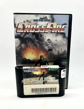 CrossFire Sega Genesis 1991 Video Game Cart & Box Only TESTED WORKS helicopter