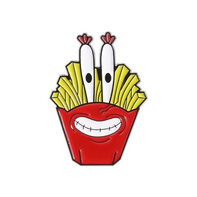 Goofy French Fry Box Enamel Pin   Cartoon Fries with Big Eyes