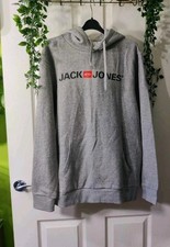Image of Jack & Jones Hoodie Pullover Hooded Sweatshirt Logo Printed Size M/L Chest 44"