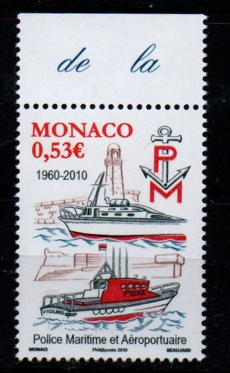 MONACO N° 2747 DE 2010 POLICE MARITIME ET AEROPORTUAIRE - NEUF** - Photo 1/1