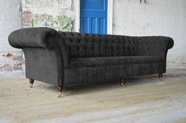 Chesterfield 4 Sitzer Couchen Luxus Stoff Couchen Polster Garnitur Xxl Textil-image