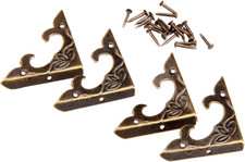 4Pcs Antique Brass Box Corner Protectors, Vintage Decorative Corner Brackets Gua