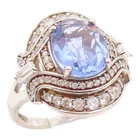 925 Sterling Silver Vintage Ring Blue & White Topaz Statement Band Sz 9 RG35747
