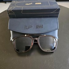 Persol Senna Polarized Rectangular Tortoise Shell Sunglasses Blue Lenses