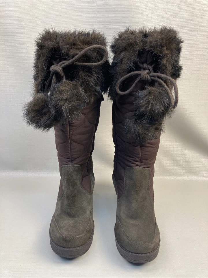 Report Y2K Deadstock Chunky Platform Fur Trim Boots Women's Size 10 EUC - image 2 of 4