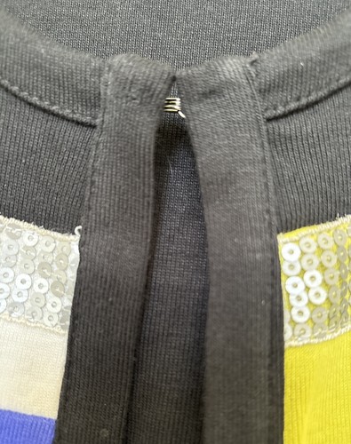 Rafaella Women's Long Sleeve Cardigan Yellow Blue Black Size Large Loop Clip - Picture 5 of 5