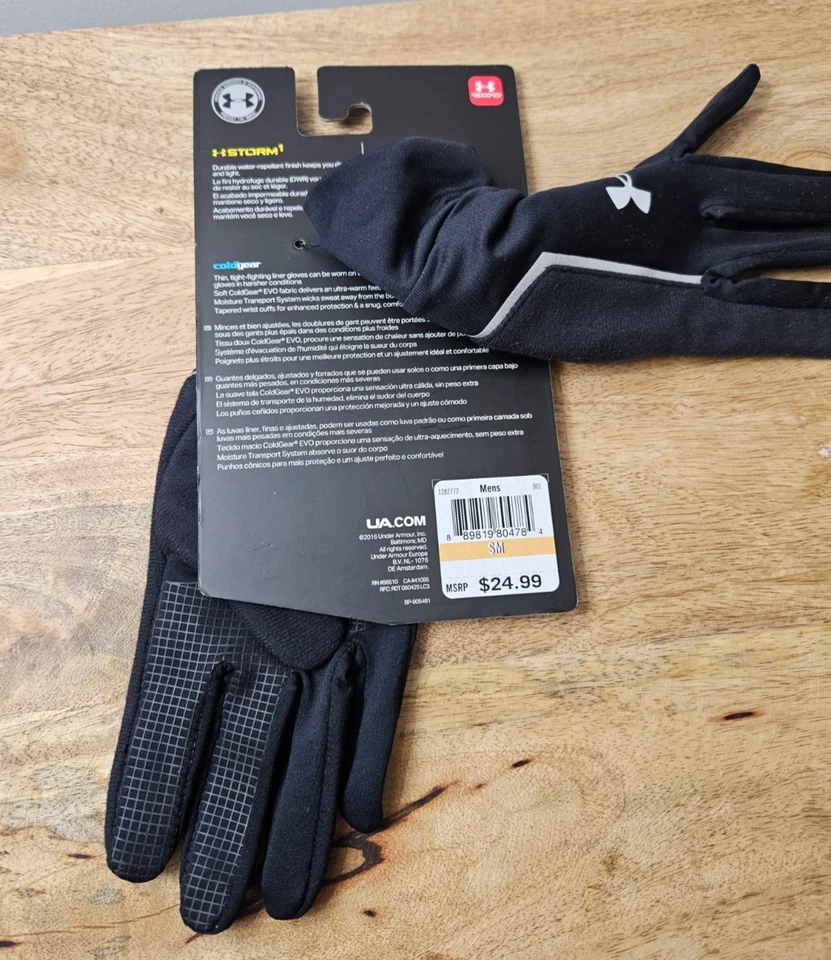 Luvas de corrida Under Armour Speedwipe tela sensível ao toque — Novas com etiquetas — Masculinas SM Preto - Imagem 4 de 4