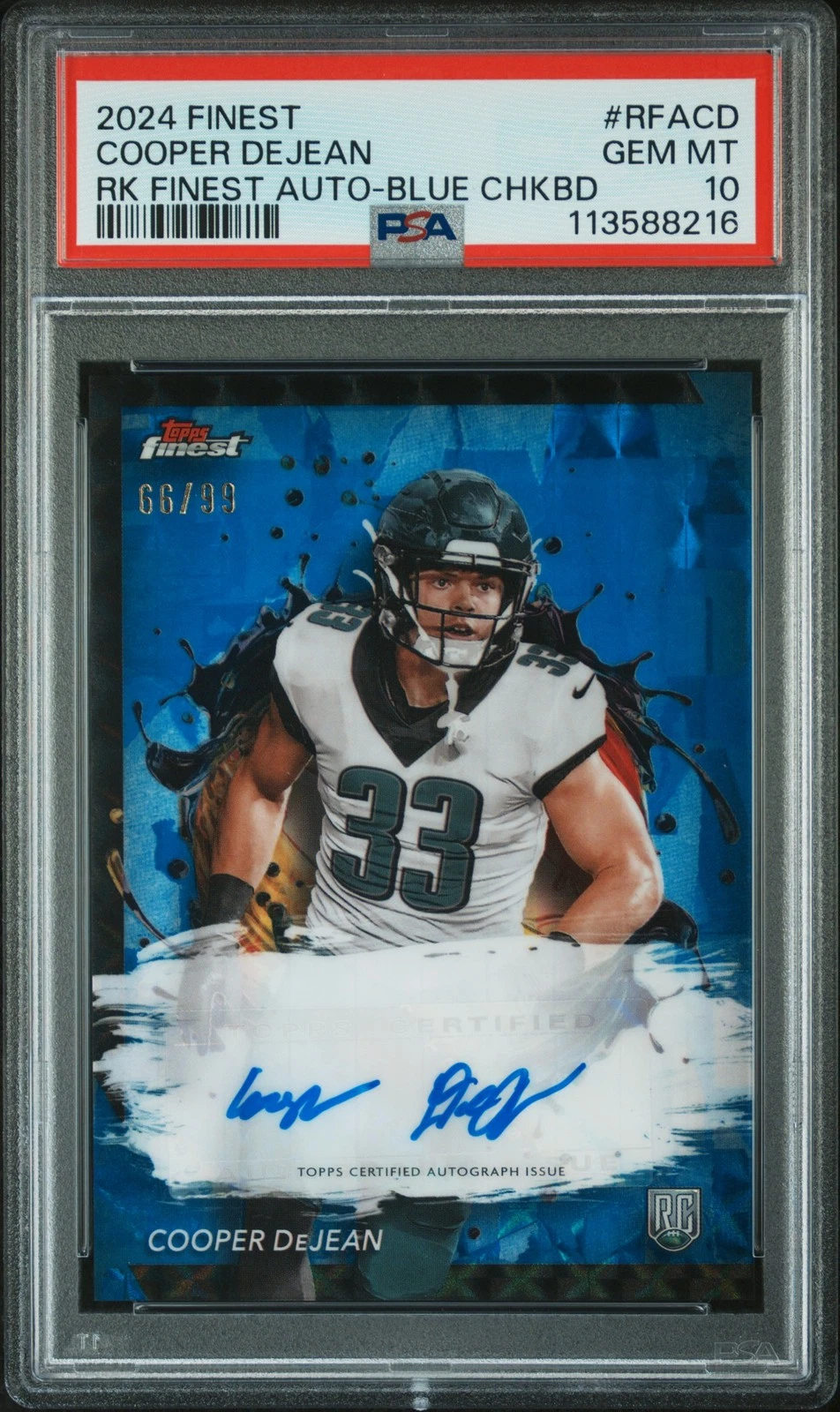 Deal for 2024 Topps Finest Rk Finest Autos #RFACD Cooper Dejean -Blue Chkbd /99 PSA 10