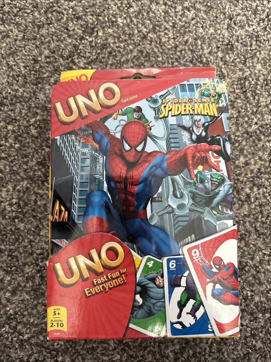 UNO The Amazing Spider-Man De Mattel – Baraja Especial Con Ilustraciones De Cómics Marvel Y Regla De Columpio De Telaraña, Juego De Cartas Para 2 A 10 Jugadores +7 Años