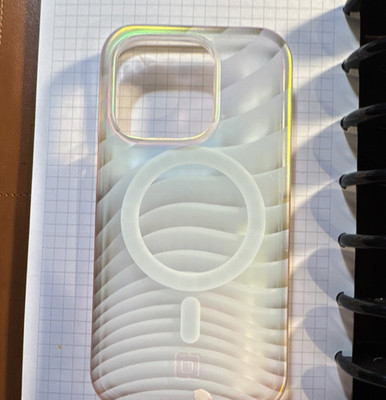 Caseology Clear Magnetic Back Case for iPhone 14 Pro, Clear White, Qi Wireless