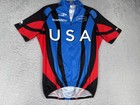Biemme Cycling Jersey Men XS Blue Red USA Shimano Hampton Short Sleeve Zip