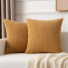 Throw Pillow Covers Soft Corduroy Decorative Set of 2 Boho Striped Pillow Covers