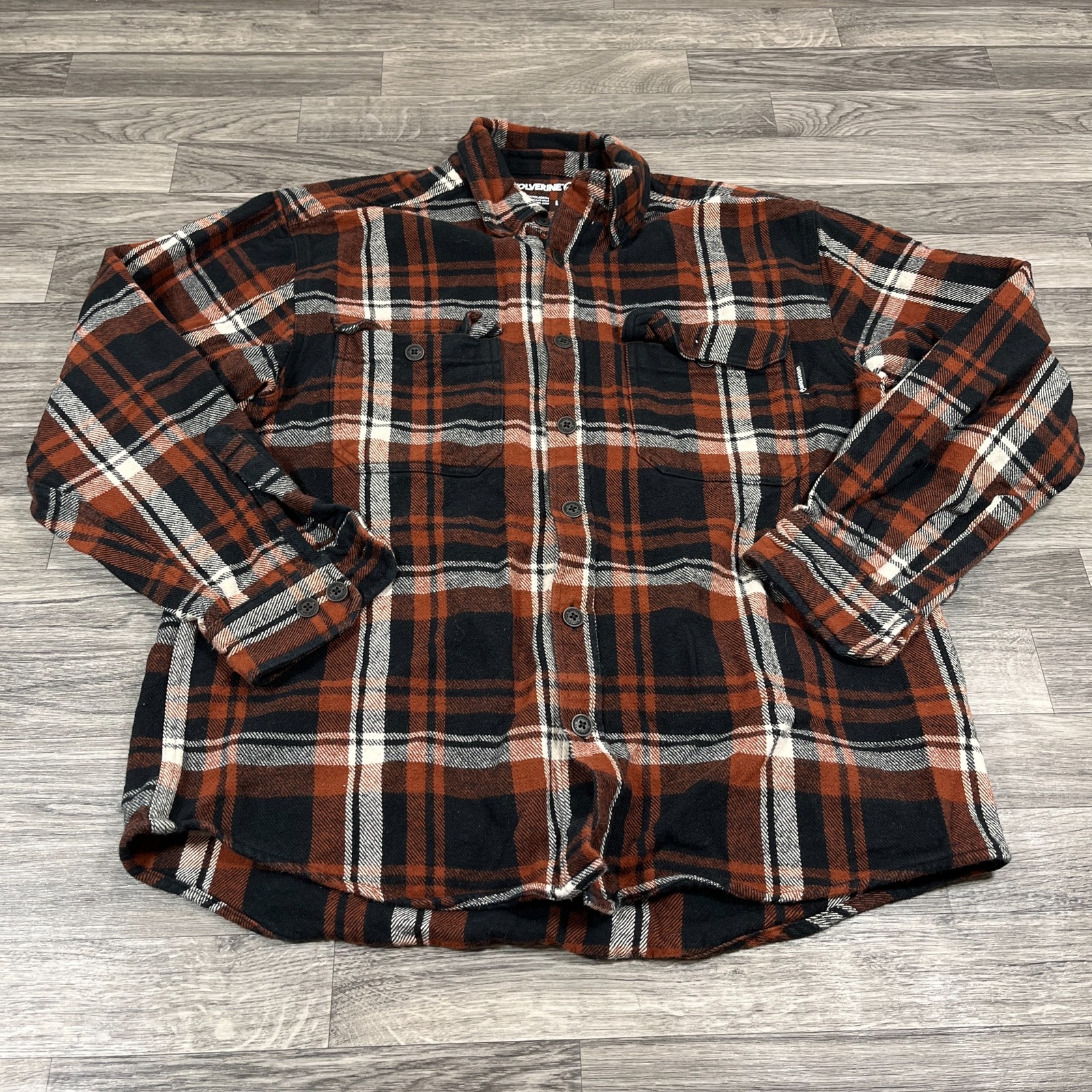 WOLVERINE Button Down Collared Brown Plaid Casual… - image 2