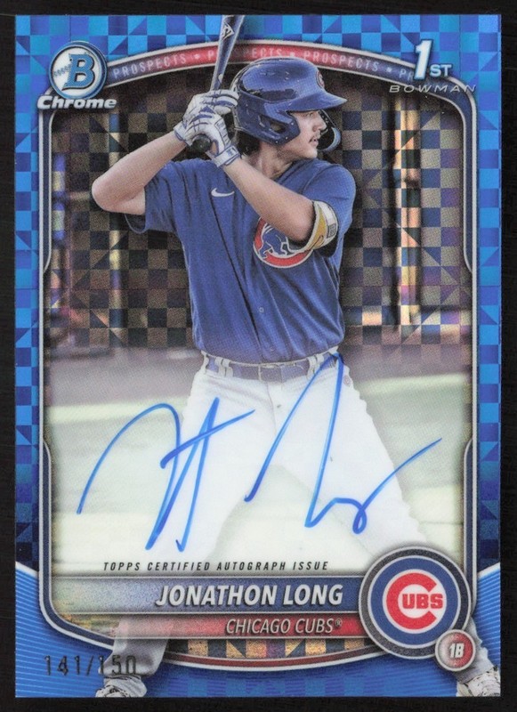 2025 Bowman Chrome Prospect Blue X-Fractor 141/150 Jonathon Long Auto GS1
