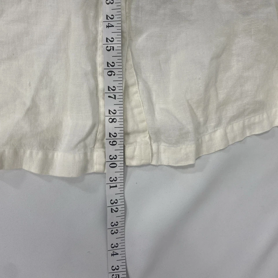 Blusa de lino Chico’s talla 3 (XL) blanca manga 3/4 camisa abotonada Foto 4 de 4