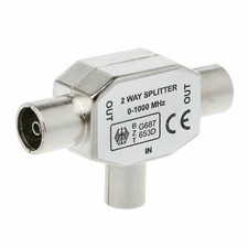 2 Way COAX Coaxial TV Aerial T Splitter Male to 2x Female Metal Adaptor RF