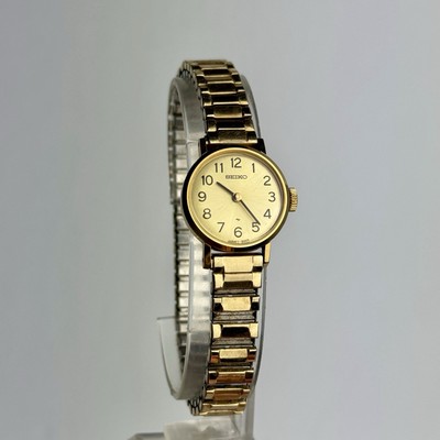 Vintage Seiko Watch Womens Gold Tone Case Patinated Stretch  display picture 3