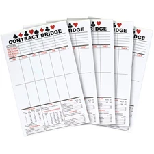 250 Sheets Contract Bridge Score Cards with Trick Values, 5 Notepads, 5.5 x 8.5"