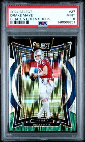 2024 PANINI SELECT BLACK & GREEN SHOCK #27 DRAKE MAYE ROOKIE RC PSA 9