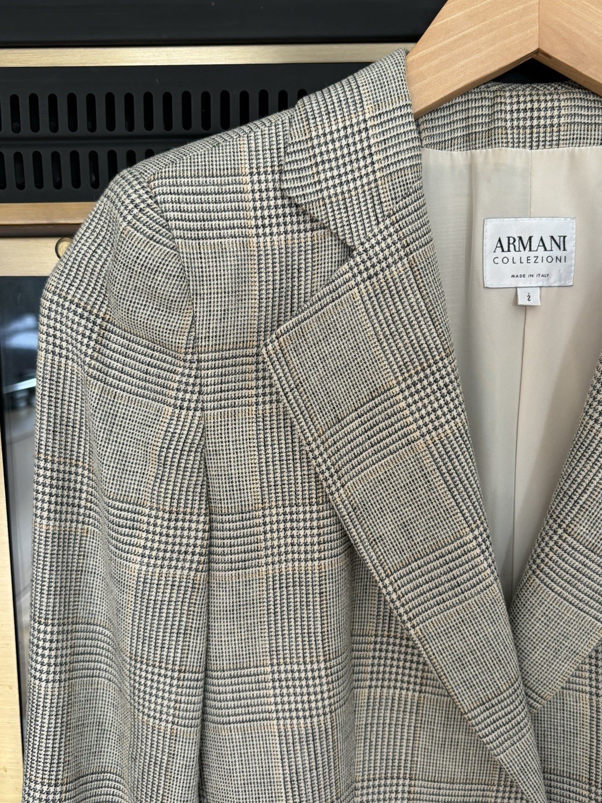 Vintage ARMANI COLLEZIONI Plaid Check Blazer- Sz 2 - Career Wear Jacket - RARE! image 3
