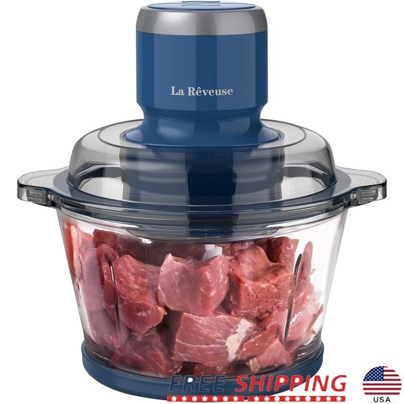 300W Food Processor 7-Cup Glass Bowl Chopper Blender Whiskin