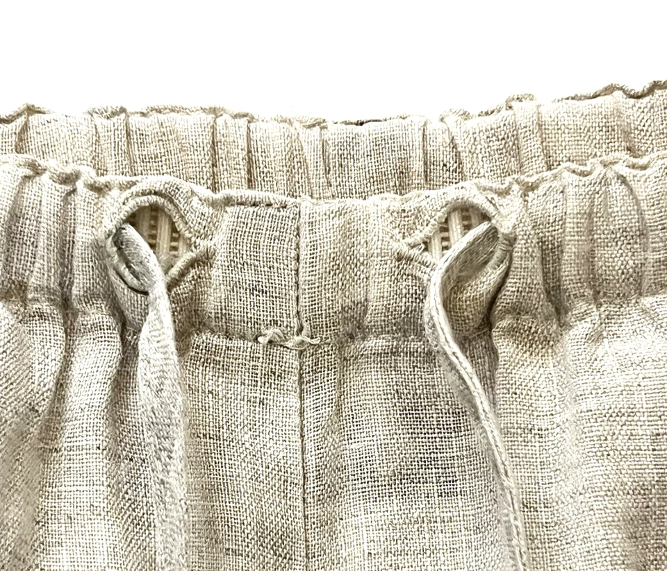 FLAX Women's Cream 100% Linen Wide Leg Crop Pants Coastal Boho Size Small *Read - Image 4 of 4