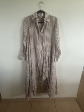 Michael Kors Collection Dress Caftan Beige Striped Silk Collared Size Small