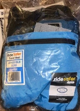 RideSafer Compact Portable Car Seat Vest Blue, Lightweight, Size Large
