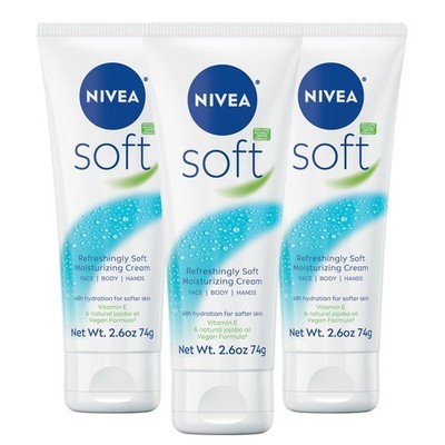 NIVEA Soft Refreshingly Moisturizing Cream, 2.6 Ounce (Pack of 3), WHITE