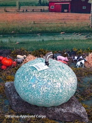 ANTHROPOLOGIE FROSTED GLASS PUMPKIN -NIB- ADD A COOL BLUE TOUCH TO FALL DÉCOR!