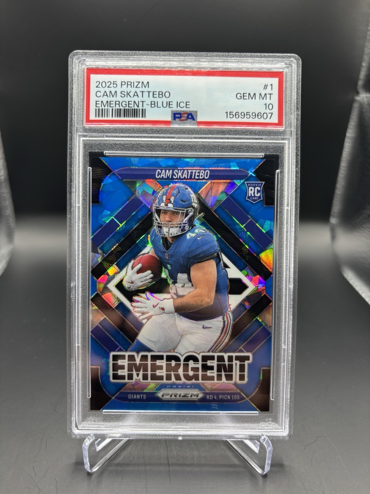 Cam Skattebo Panini Prizm Emergent #1 Blue Ice