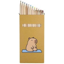 12 x 'Capybara on Yoga Mat' Long Colour Pencils PE00093369 