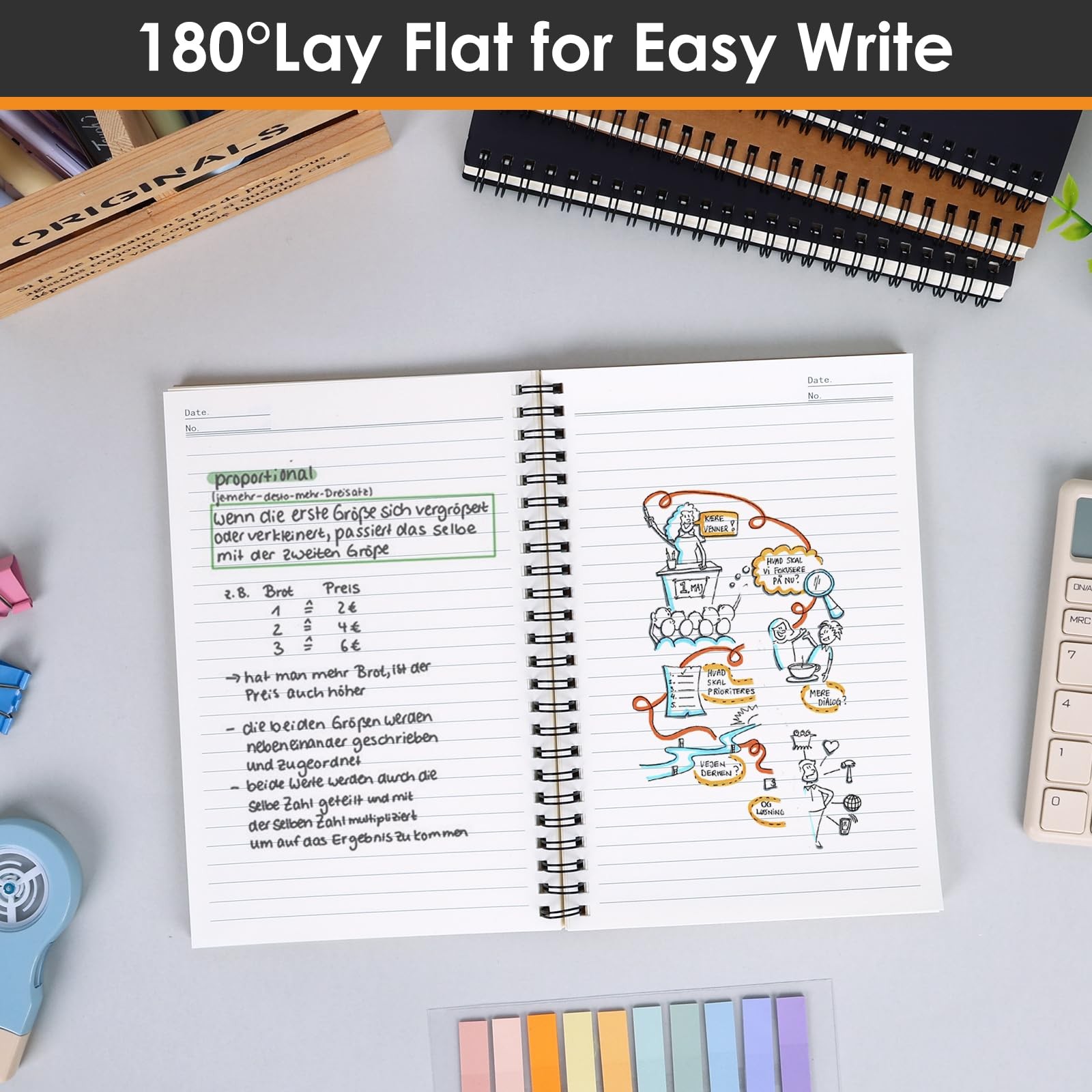 4 Pack Lined Kraft Spiral Notebook, 160 Pages 5 x 8in Soft Cover Spiral Journ...