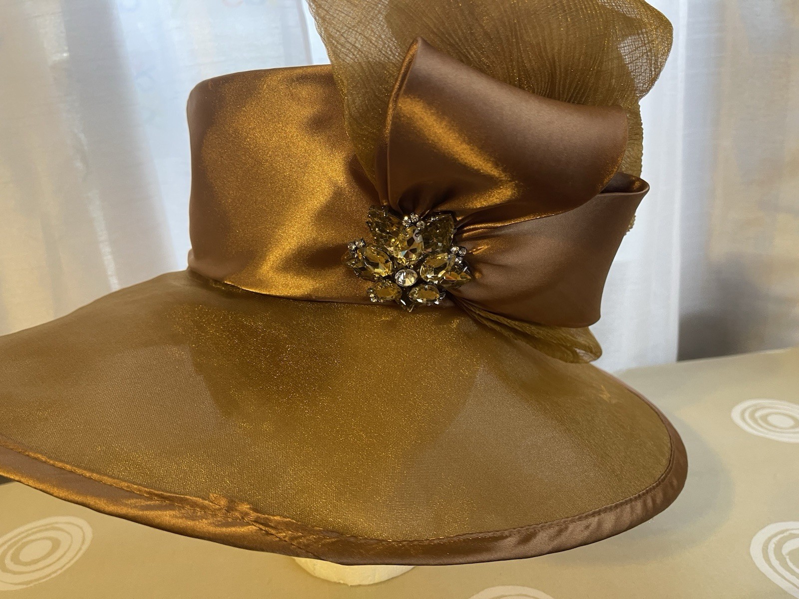 Ashro GoldFormal Statement Hat Sequined Derby Box… - image 2